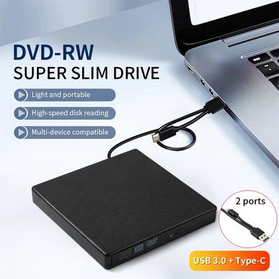 USB 3.0 Slim Type-C External DVD Drive Portable RW CD Burner Drive Burner Reader Player Optical Drives For Laptops Desktop PCs