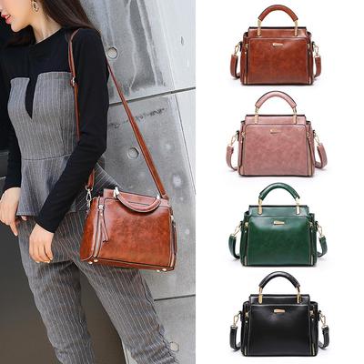 New Simple and Easy To Wear Summer Crossbody Tote Bag Hand Held Temperament Oily Wax Leather Handbag