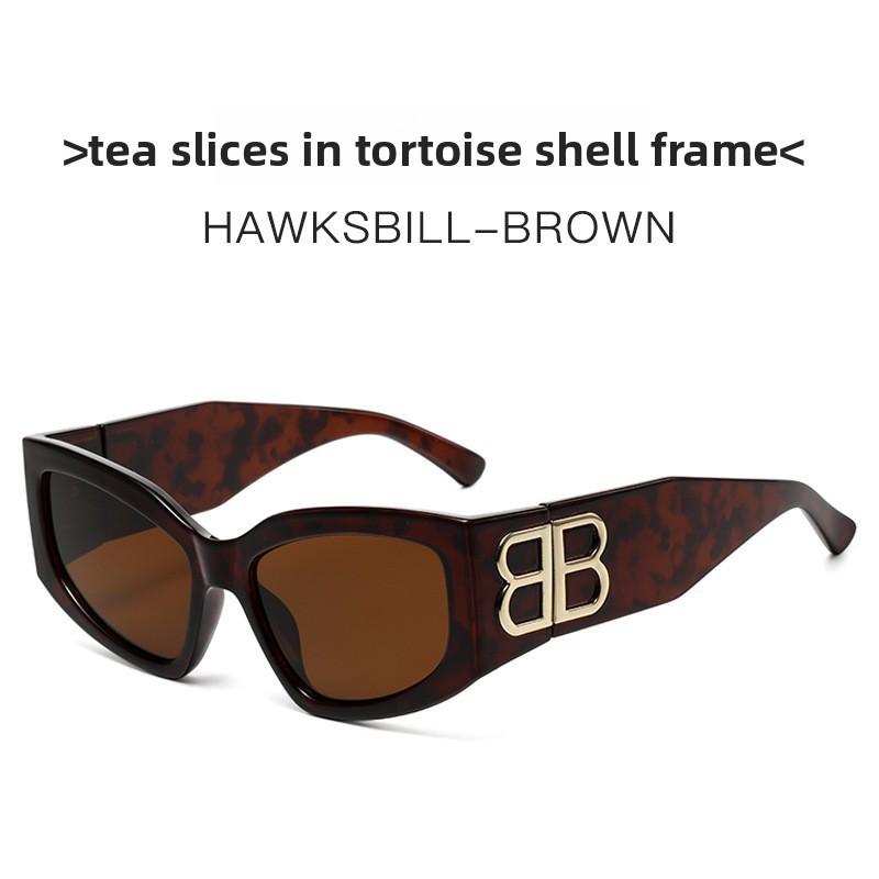 New B Letter Cat Eye Wide Leg Sunglasses With Uv400 For Fashion Street Style