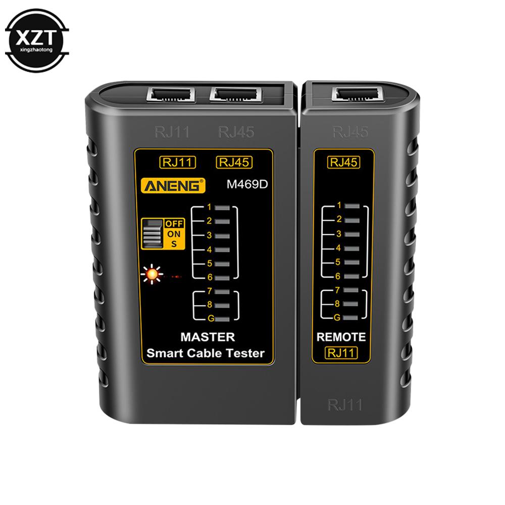 

M469D RJ45 Тестер кабеля LAN Тестер сетевого кабеля RJ45 RJ11 RJ12 CAT5 UTP Тестер кабеля LAN Инструмент для ремонта сети чёрный