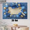 2D planar 1-piece graduation backdrop - navy blue and gold party decorations, polyester fabric banner