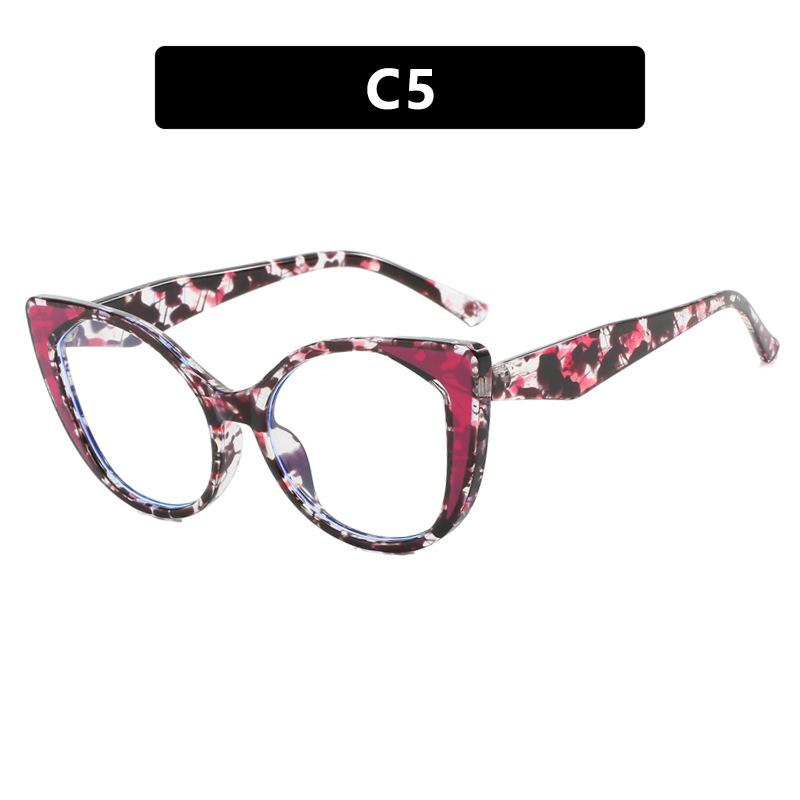 Trendy Cat-eye TR90 Frame Colorful Patchwork Large Size Prescription Short Sight Eyewear 0 -0.5 -1 -1.25 -1.5 -1.75 -2.0 To -6
