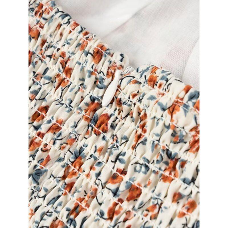 Kaslead New Arrival Women's Clothing Fashion Style Fashion French Simplicity Print Sling Half Slit Dress