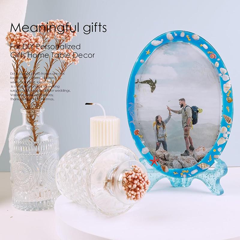 WTEMPO Resin Molds for Photo Frame Picture Frame Resin Molds with Stand Holder Rectangle Oval of Irregular Edge Frame Silicone Molds for Resin Casting