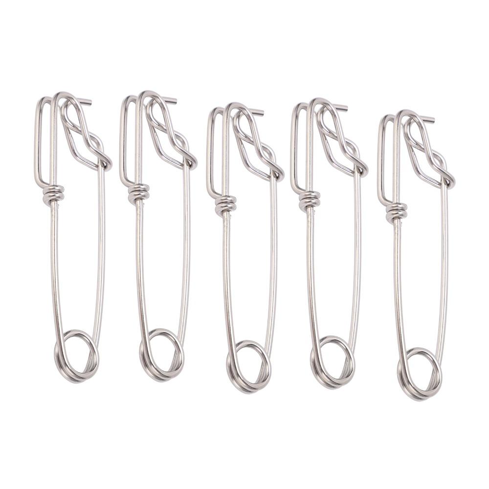5PCS Durable Stainless Steel Long Line Clips 5 Sizes Easy On/Off Snap Swivel Fishing Connectors Fishing Accessory