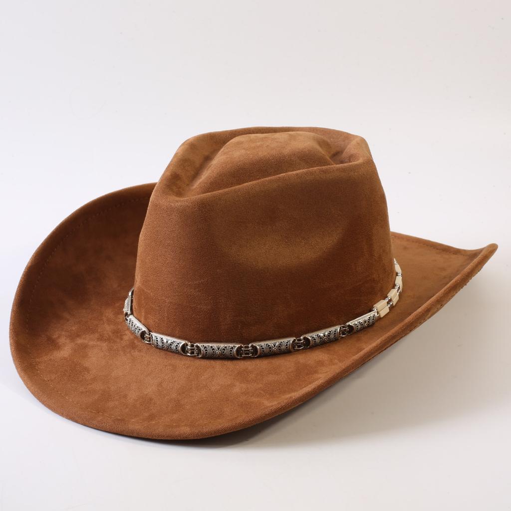 Popolari cappelli western da cowboy classici in camoscio europei e americani, cappelli da cowboy alla moda retrò da uomo e da donna