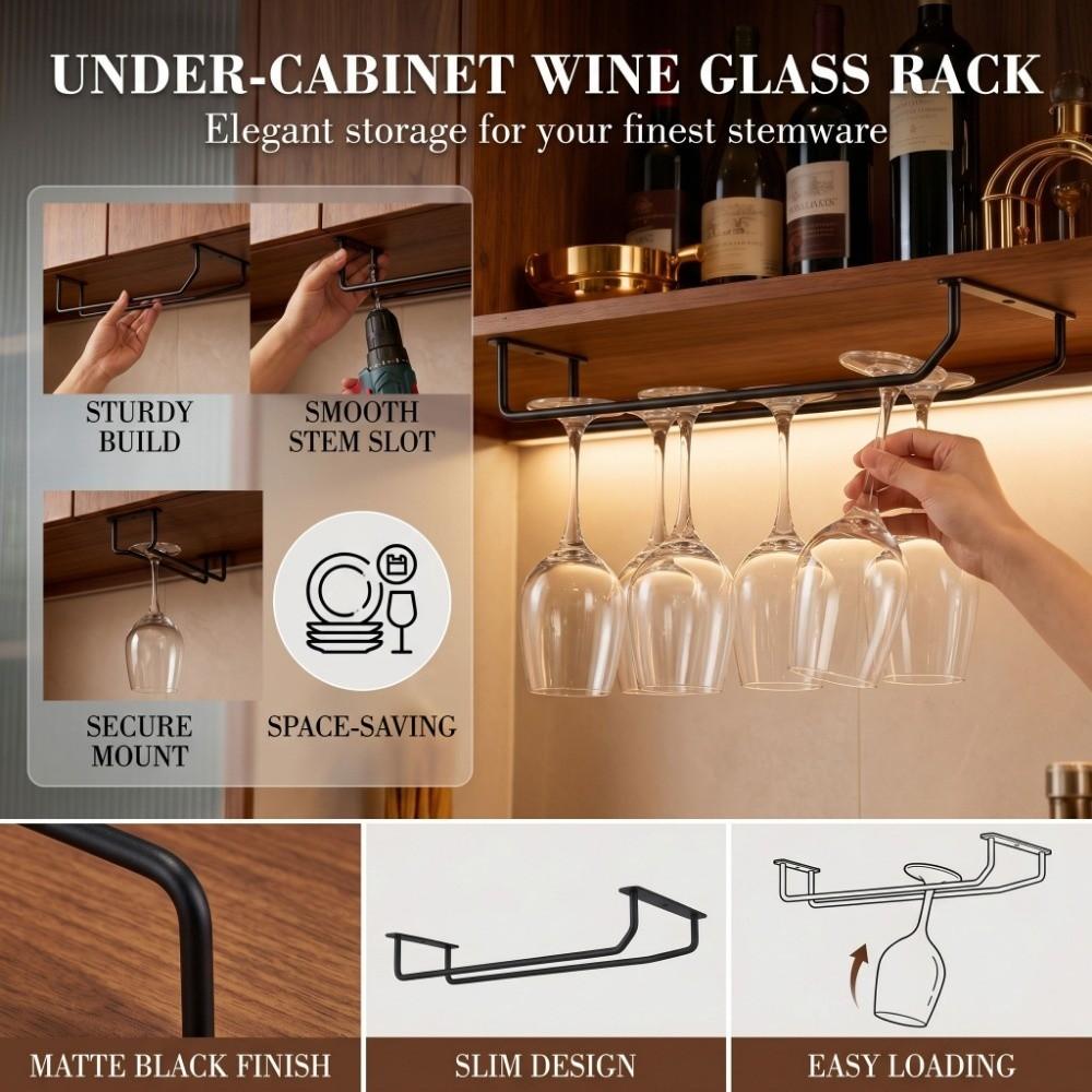 27/35cm Upside-down Wine Glass Rack 1/2/3 Row Hanging Cup Holder Kitchen