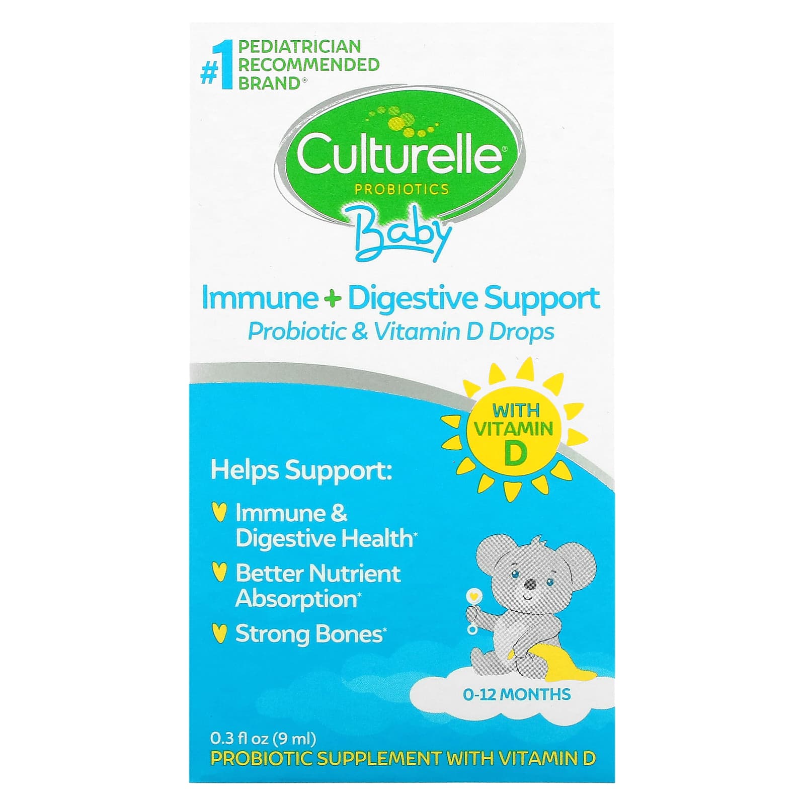 

Culturelle, Probiotics, Infant, Growth and Development, Probiotic + Vitamin D Drops, 0-12 Months, 30 fl oz (9 ml)