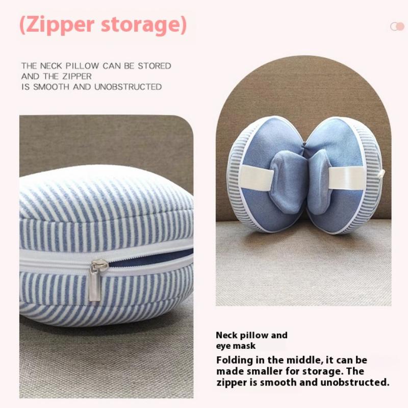 Portable 2 In 1 Neck Pillow Multifun Sleeping Mask Travel Eye Cover Flight Leg Rest Airplane Office Napping Sleeping Pillow
