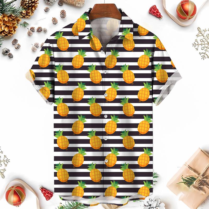 Men's Shirts 3D Fruit Pineapple Printed Shirts For Women New Summer Funny Streetwear Short Shirts Y2k Mens Hawaiian Clothing