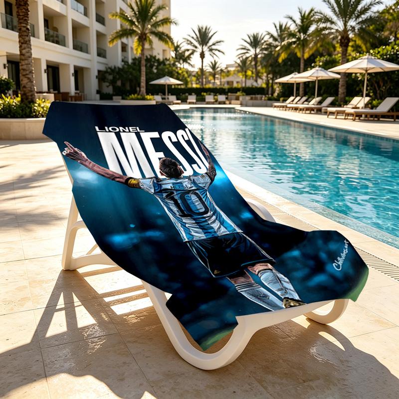 Lionel Messi Print Beach Towel Design, Soft, Lightweight. for Home Bathroom, Spa, Pool, Yoga, Surfing, Camping, Gift for Family, Friend