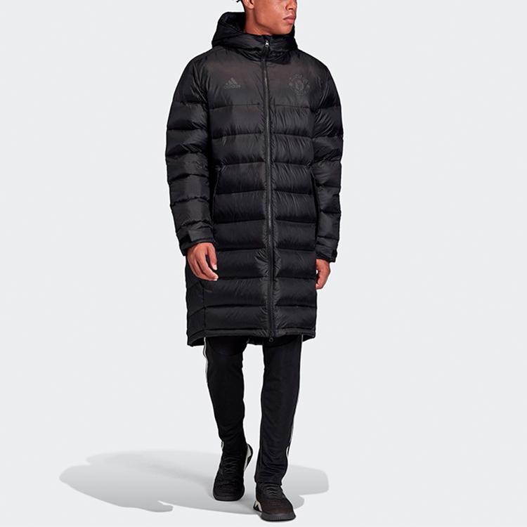 Adidas Warm Solid Color Soccer Hooded Down Jacket Men Outerwear Black FU1316