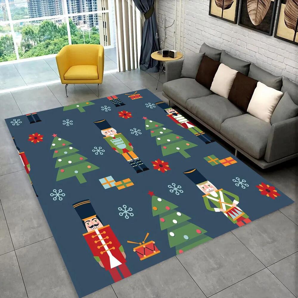 Nussknacker-Weihnachtsbaum-Teppich, Teppich für Zuhause, Wohnzimmer, Schlafzimmer, Sofa, Fußmatte, Dekor, Kinderspiel, rutschfeste Bodenmatte, Geschenk