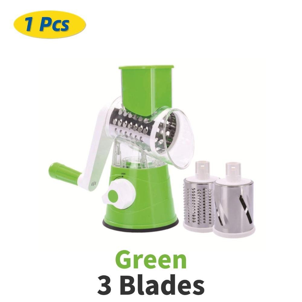 Vegetable Cutter Slicer Manual Kitchen Cheese Chopper Machine With 3 Sharp Drums Multifunctional Garlic Potato Shredder