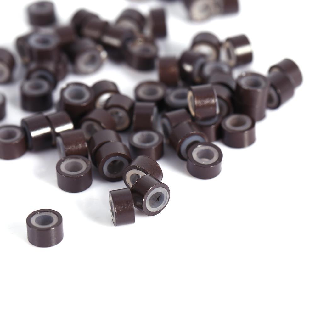 

200 шт./пакет Модные силиконовые микрокольца для наращивания волос с перьями(200 шт. Бежевый) 200pcs OPP коричневый