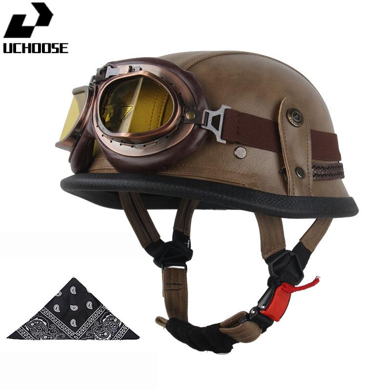 DOT Certified Vintage Open Helmet Motorcycle Open Face Helmet Retro 3/4 Helmet Cruise Casco Casque Moto Men Women
