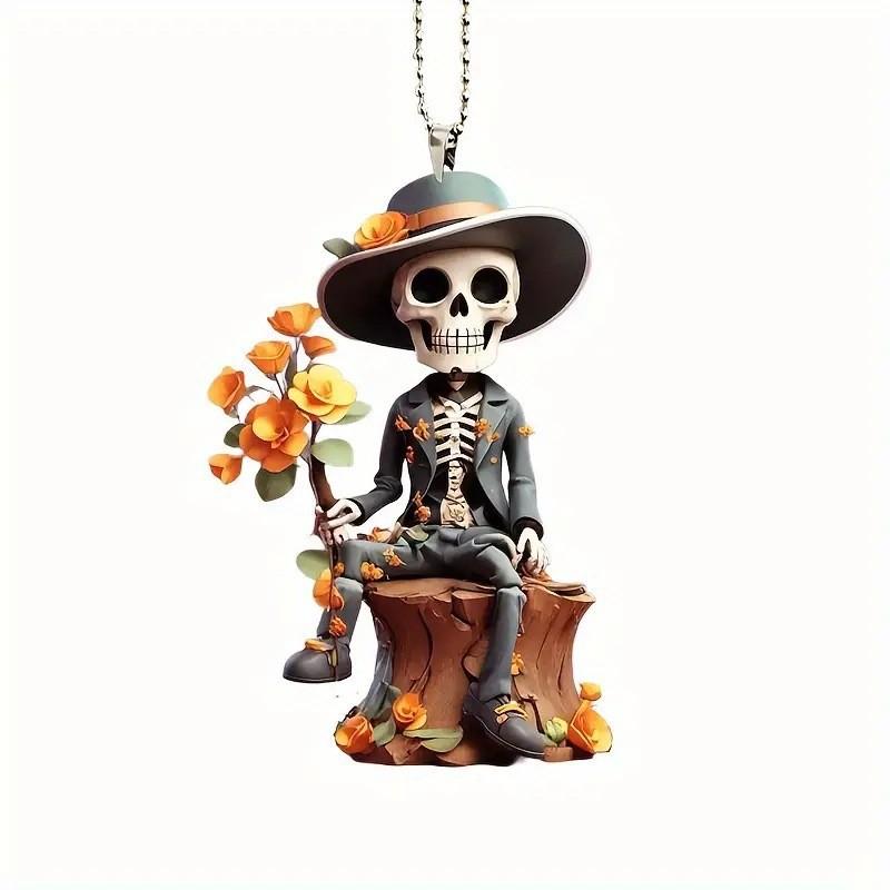 New Product, Acrylic Material, Flat, Skull Head, Car Pendant, Party Decoration, Festival Decoration Pendant