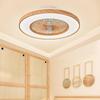 Japanese-Style Flush Mount Fan Light with Wood Grain, Chandelier for Living Room, Bedroom, Restaurant, 110V