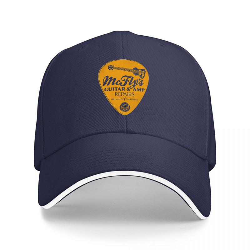 

McFlys Guitar Amp Repairs Classic Baseball Cap with Vintage Plectrum Design for Music Enthusiasts and Rock Fans Adjustable