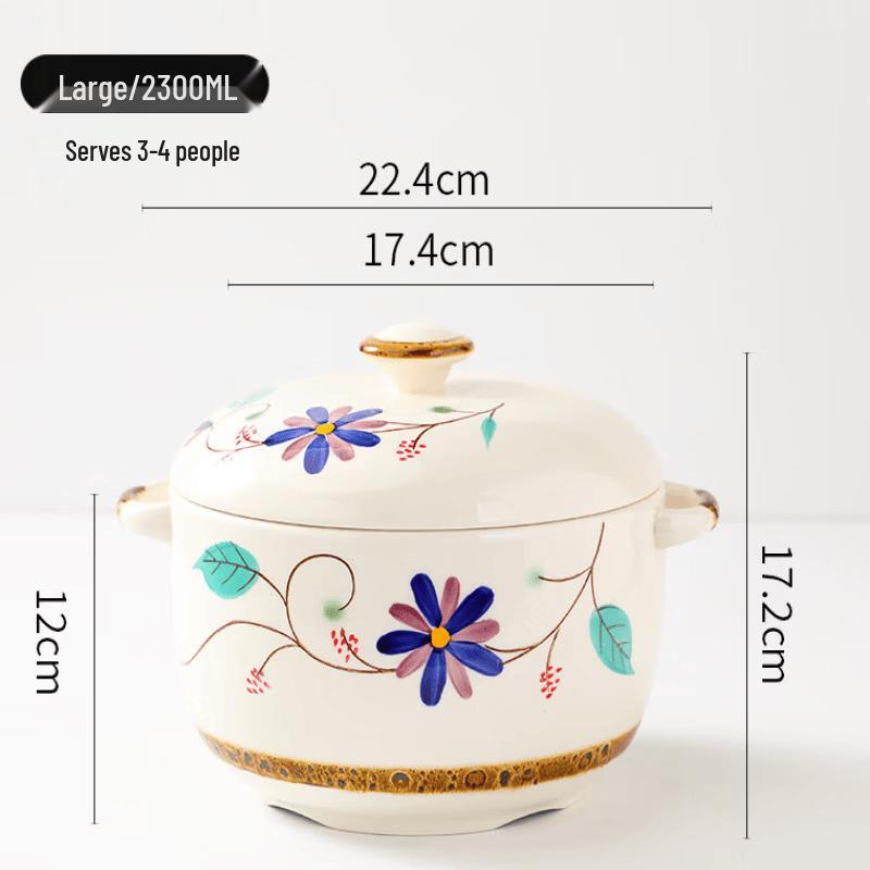 ZISIZ Japanese Style Ceramic Double Boiler Stew Pot