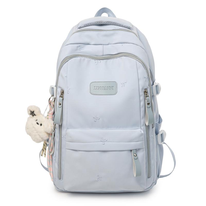 Damen-Rucksack mit Stickerei-Schleife, große Kapazität, Schultasche für Studenten