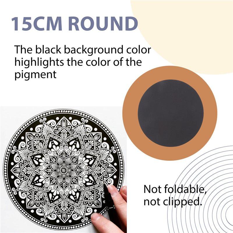 A34R 8 Pcs 15Cm Black Mandala Kraft Paper Round Cardboard For Painting DIY Cardboards For Artist Painter