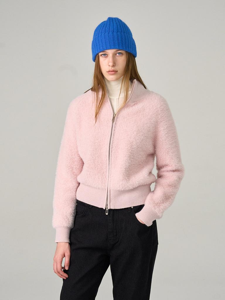 HUNCH Soft Hairy Knit Zip-Up (2Colors)