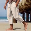 2025 Men's Casual Summer Cotton Linen Drawstring Capri Pants