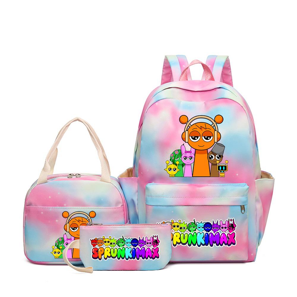 Popular Sprunki Rhythm Box Cartoon Elementary School Bag Children's Backpack Backpack Three-piece Set