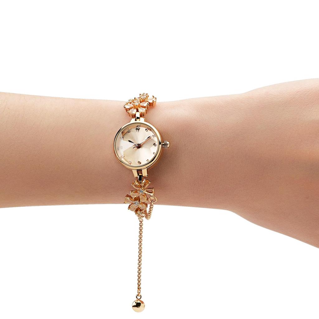 Time100 Japanese Quartz Bracelet Multifaceted Gift Box Included Women's Watch, Movement, Style, Glass, Crystal-Embellished Band, Waterproof, (Gold)