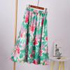 Floral Half Length Skirt for Women Spring/Summer Long Style High Waist Retro Elastic Long Length Skirt