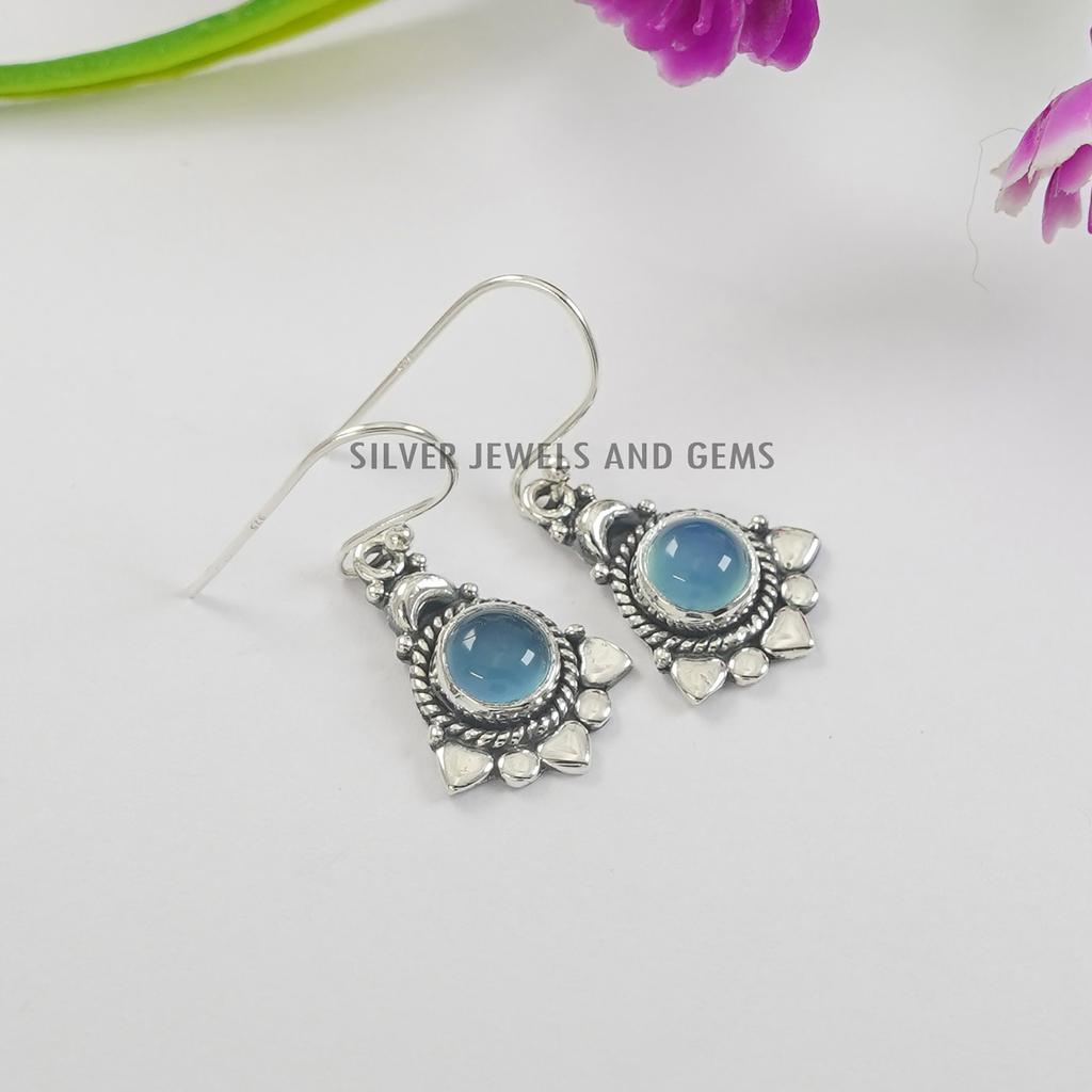 Labradorite Gemstone Earrings: Round Sterling Silver Boho Earrings