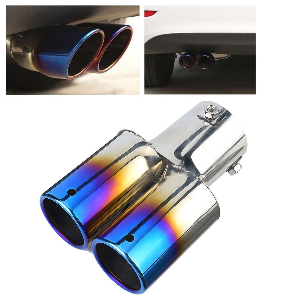 Stainless Steel Car Modified Double Exhaust Pipe Rr Muffler Tip Tail Throat