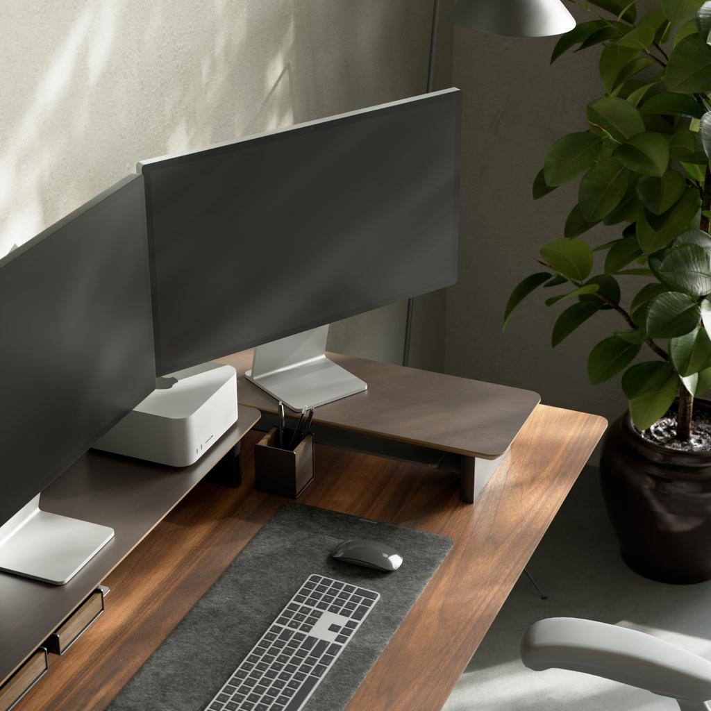 amesoba Wooden Monitor Mini Compact Made of Premium 65cm Stand/Desktop Shelf, Model, Oak, (New Color MAKKURO)