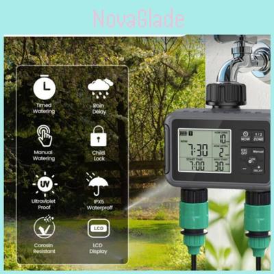 Garden Irrigation Controller With Dual Water Valve And Smart Timing For Home Garden And Lawn Care