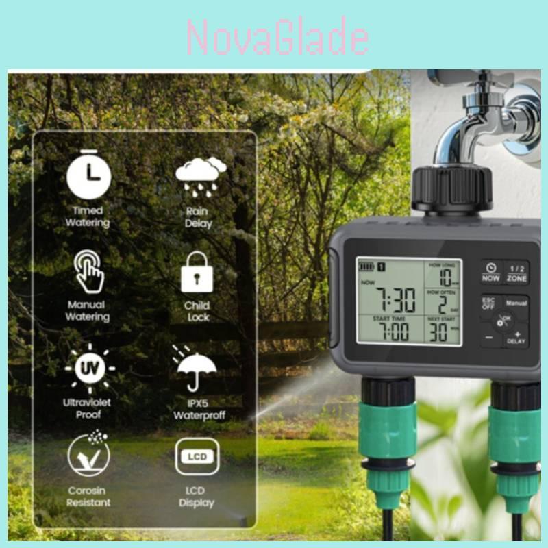 Garden Irrigation Controller With Dual Water Valve And Smart Timing For Home Garden And Lawn Care