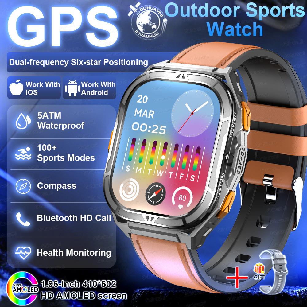 New Military GPS Smartwatch Men 10ATM IP69K Waterproof Smart Watch Compass Altimeter Air Pressure 530mAh Bluetooth Call Watches