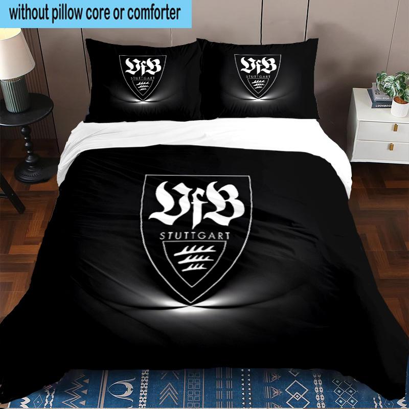 3-teiliges VfB Stuttgart Maskottchen Aufdruck Bettwäsche-Set, Enthält einen Bettbezug und zwei Kissenbezüge für das Schlafzimmer, Geeignet für alle Jahreszeiten