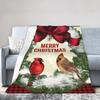 Red Truck Christmas Fleece Throw Blanket Nordic Merry Christmas New Year Blanket for Home Outdoor Super Warm Plush Thin Quilt