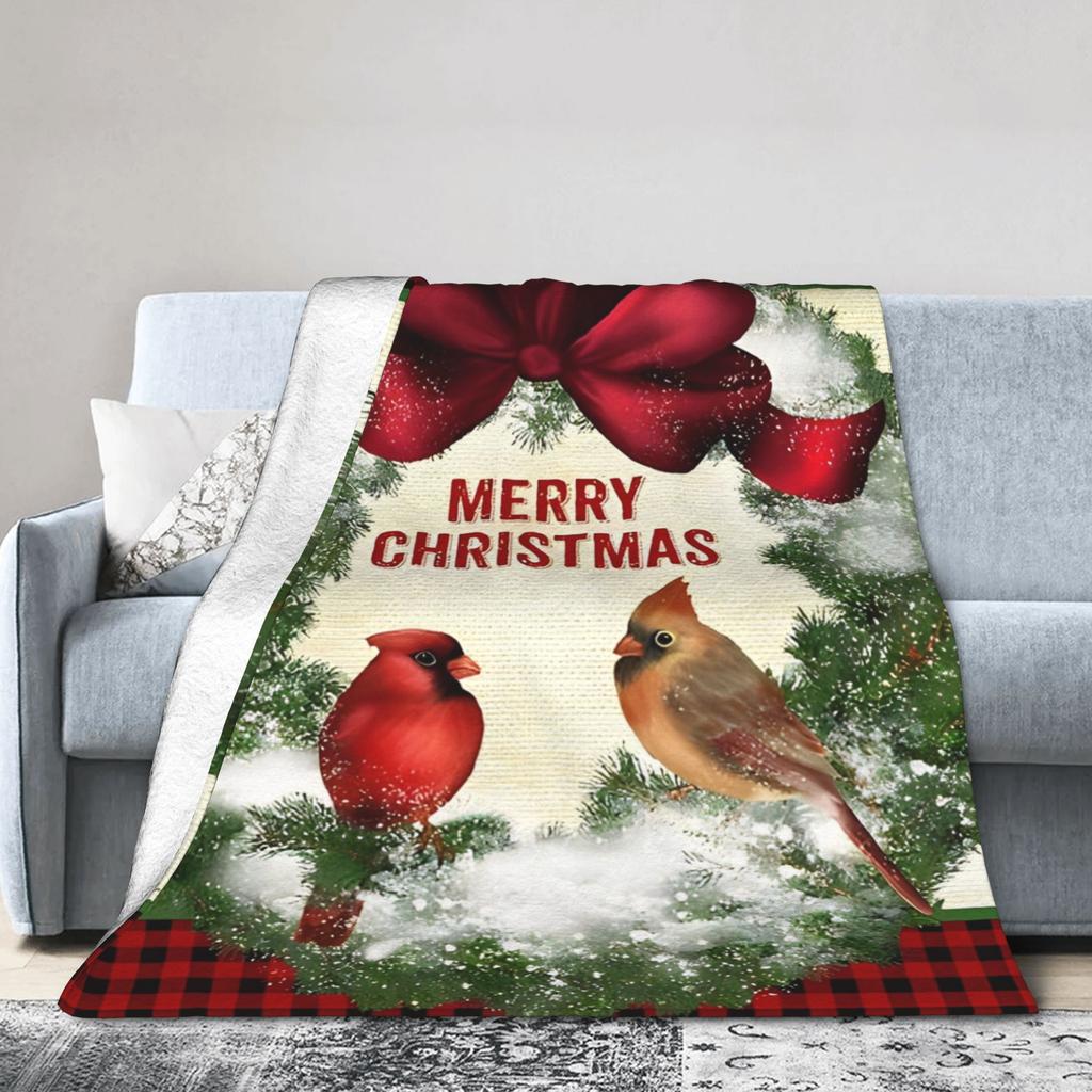 Red Truck Christmas Fleece Throw Blanket Nordic Merry Christmas New Year Blanket for Home Outdoor Super Warm Plush Thin Quilt