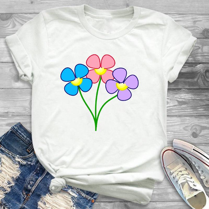 Sunflower Painting Flowers Womens Female Graphic T Shirt Women 90S Harajuku Kawaii Fashion T Shirt Streetwear