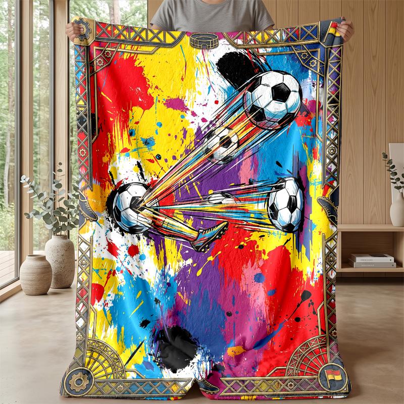 Soccer Art Energy Theme blanket Lightweight Warm Flannel Blanket Decorative Throw Blanket for Home Decoration