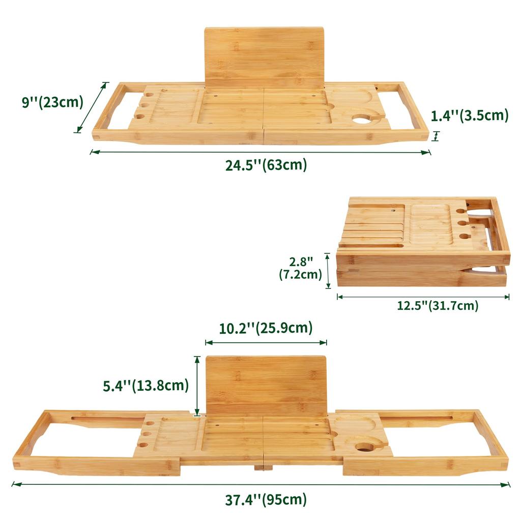 Utoplike Bamboo Bath Tray, Adjustable Bath Tray, Expandable Bath Rack, Portable Wine Holder