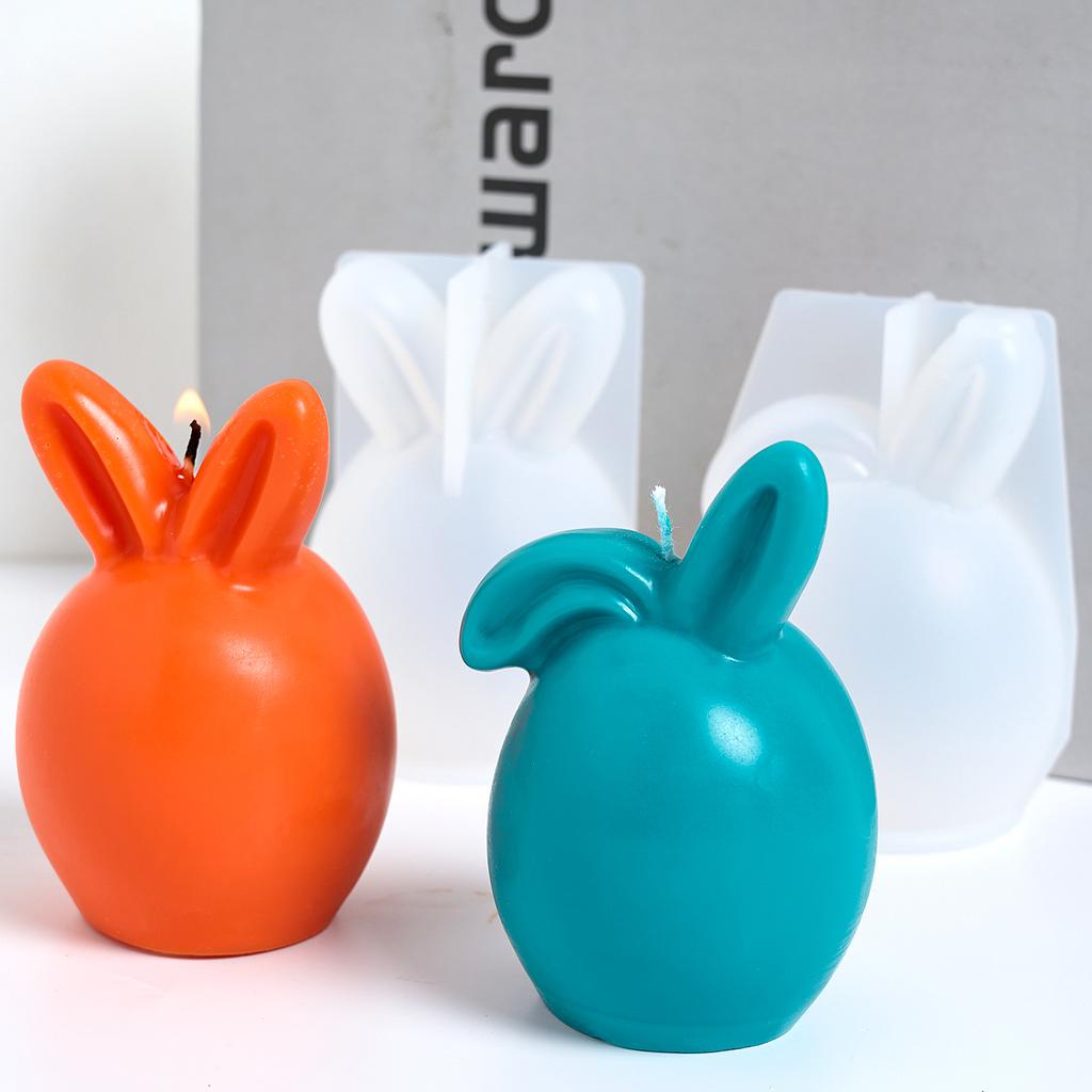 3D Easter Egg Bunny Silicone Candle Mold DIY Faceless Rabbit Head Soap Molds Plaster Resin Craft Casting Molds Home Dec Art Gift