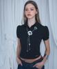 ROSEFRANTZ Dot Round Collar Blouse [Black]