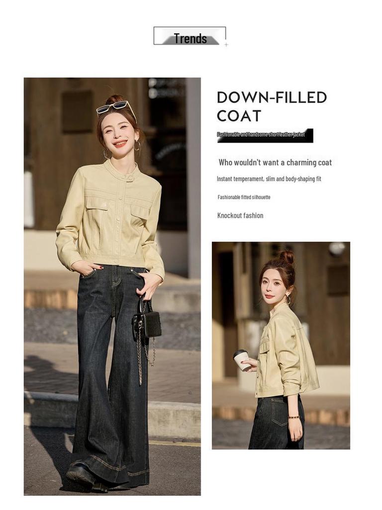 Women's High-End Lambskin Leather Jacket - 2025 Spring/Autumn Short Versatile Coat