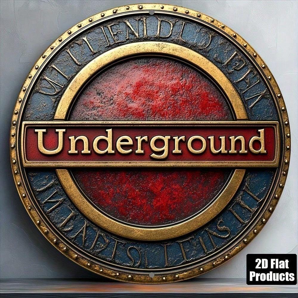 Vintage London Underground Round Metal Wall Sign Retro Bar Cafe Home Decor 8x8 Inch
