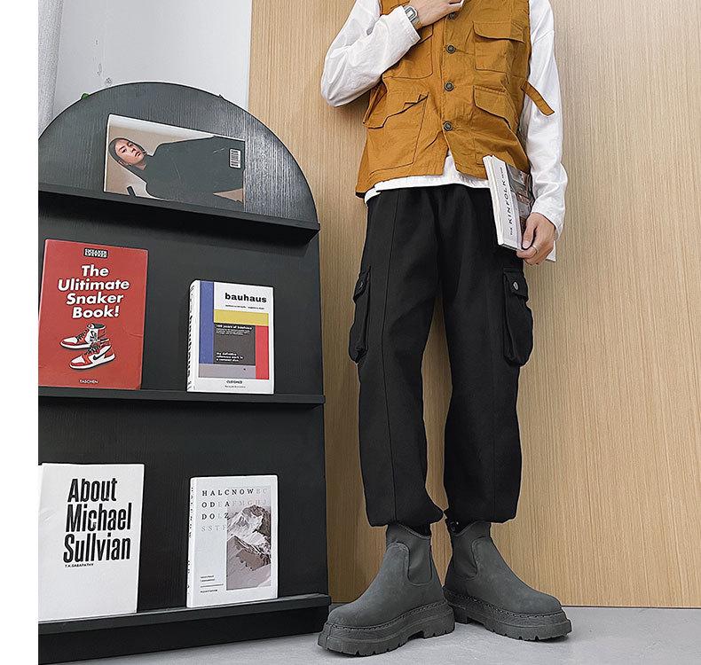 2025 Black Leather Men's High-Top Martin Boots: Trendy British Style Motorcycle Chelsea Boots