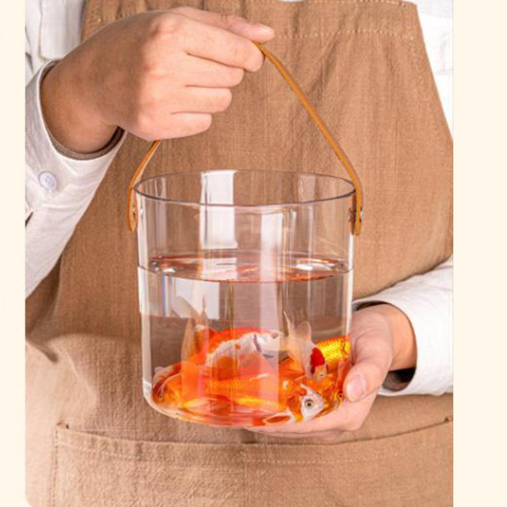 Clear Glass Clear Wine Bucket With Handle Flower Bucket Multifunctional Bucket  Kitchen Countertop