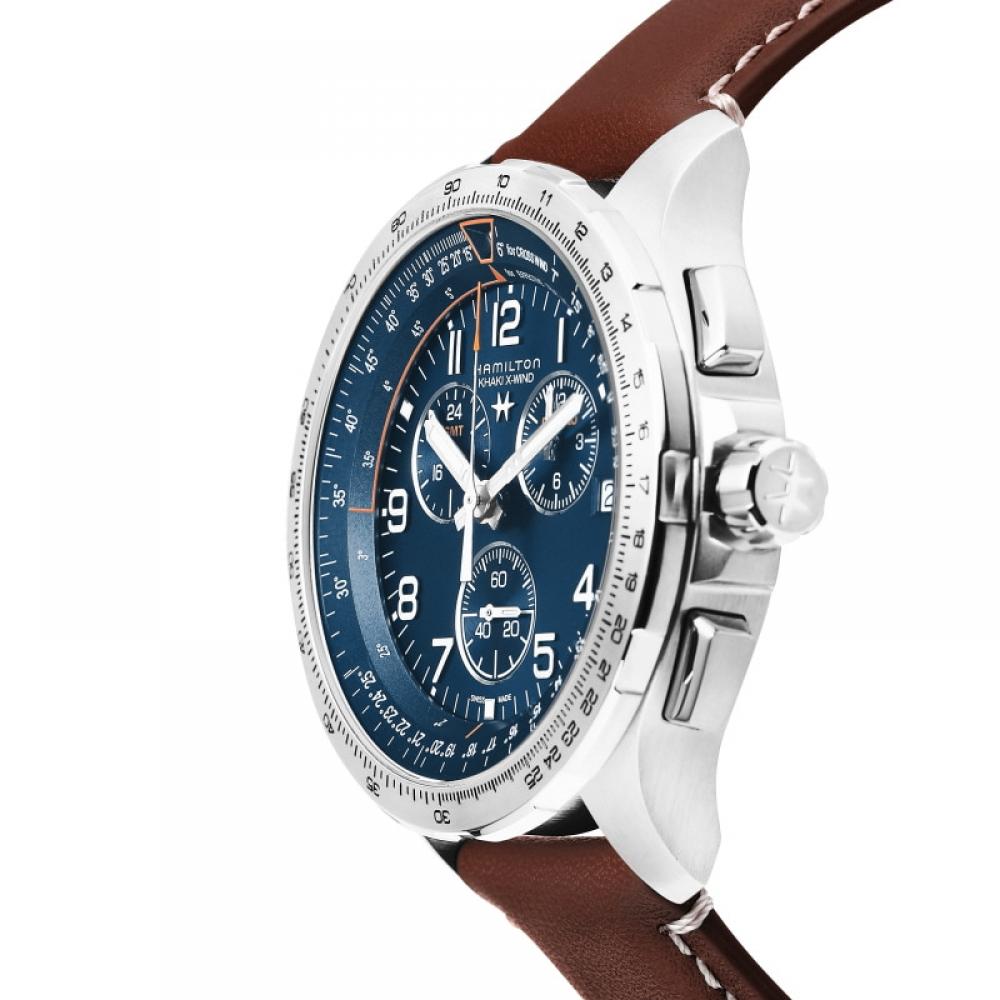 Hamilton H77922541 Khaki Aviation Xwind Gmt Chrono Men S Leather Watch